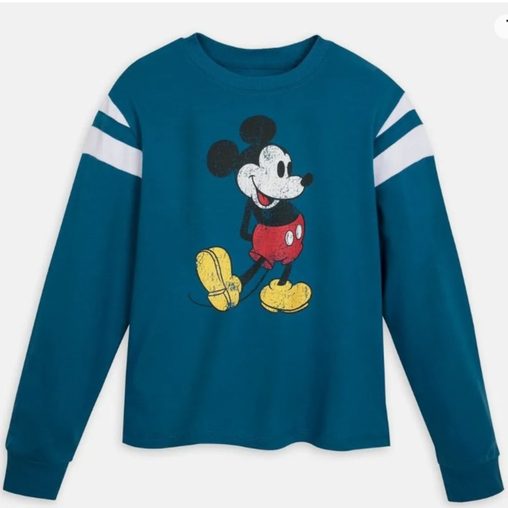 Disney Store Mickey Mouse Semi-Cropped Pullover Top women 1x blue cotton poly